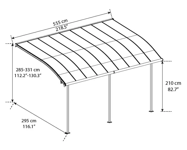 joya pergola verandah 295x555cm bird's eye view